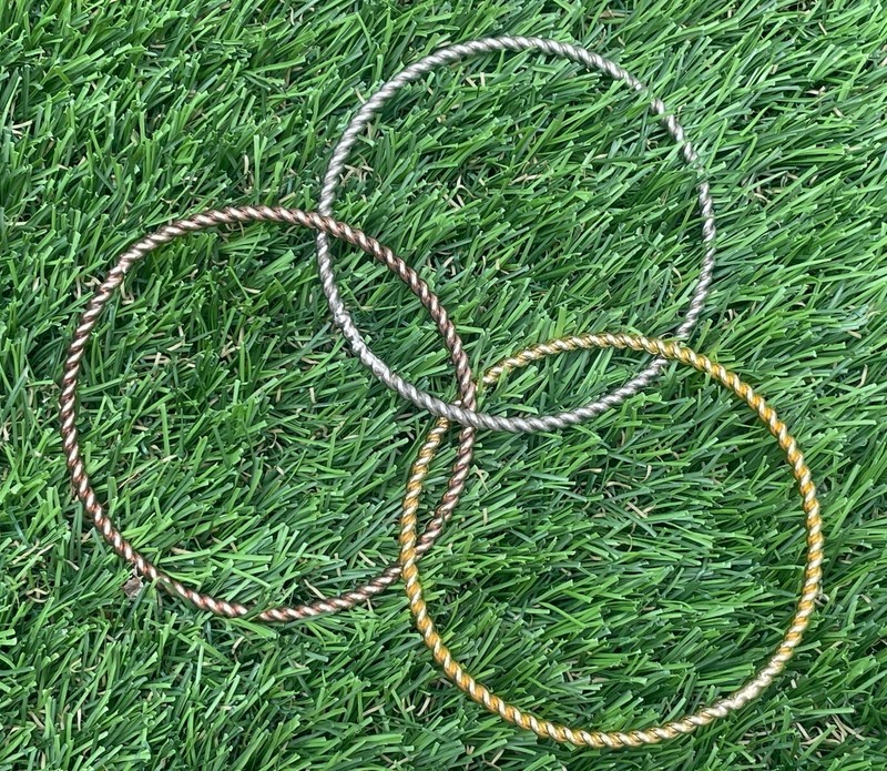 ✅3-Ring Triple Tri-Band Bangle Bracelet Tritone Silver Gold Rosegold Combined gallery
