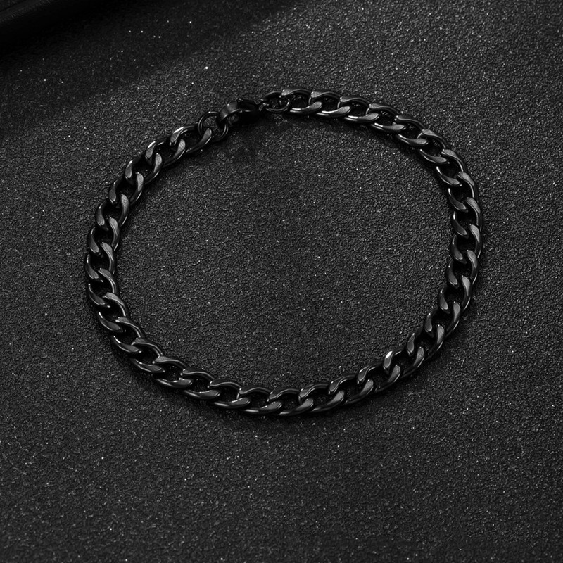 3PCS Fashion Mens Stainless Steel Flat Curb Chain Bracelets 20cm gallery