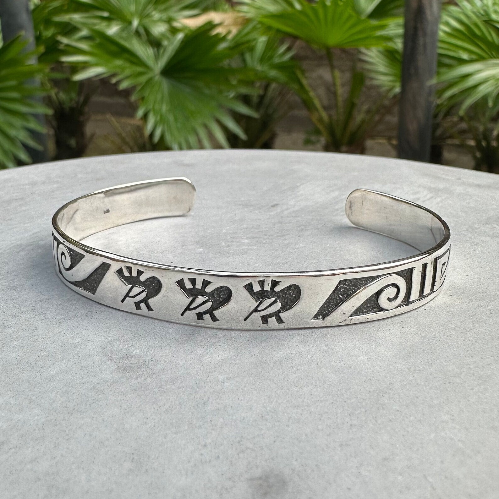 Handcrafted 925 Sterling Silver Boho Southwest Flute Player Tribal Cuff Bracelet gallery