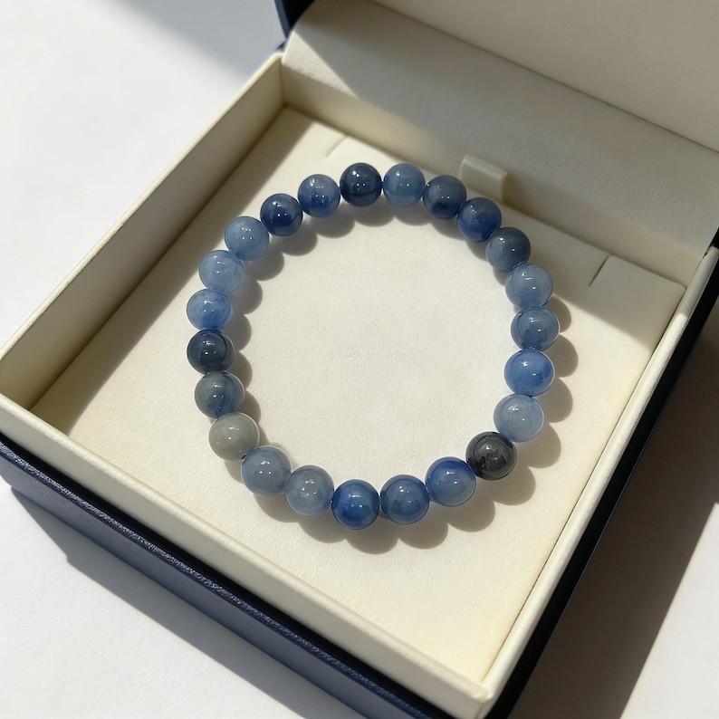 Handmade Blue Aventurine Bracelet Certified | Natural Gemstone Jewellery