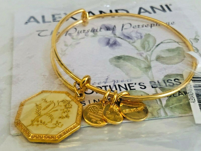 NWT Authentic ALEX AND ANI Fortune's Bliss Sweet Pea Charm Bangle $38 ~ SEALED gallery
