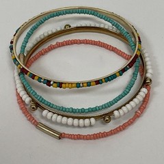Beaded Beads Pink White Blue Gold Yellow Red Women’s Fashion Bangle Bracelet