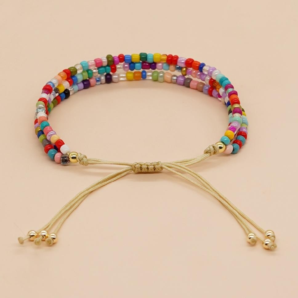 Handmade Adjustable Multi Color Seed Bead Bracelet Boho Festival Jewelry Women gallery