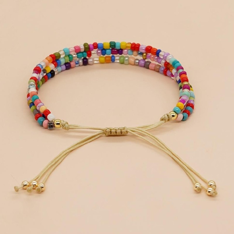 Handmade Adjustable Multi Color Seed Bead Bracelet Boho Festival Jewelry Women gallery