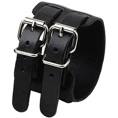 Men’s Punk Wide Genuine Leather Belt Wristband Bangle Cuff Bracelet Adjustable