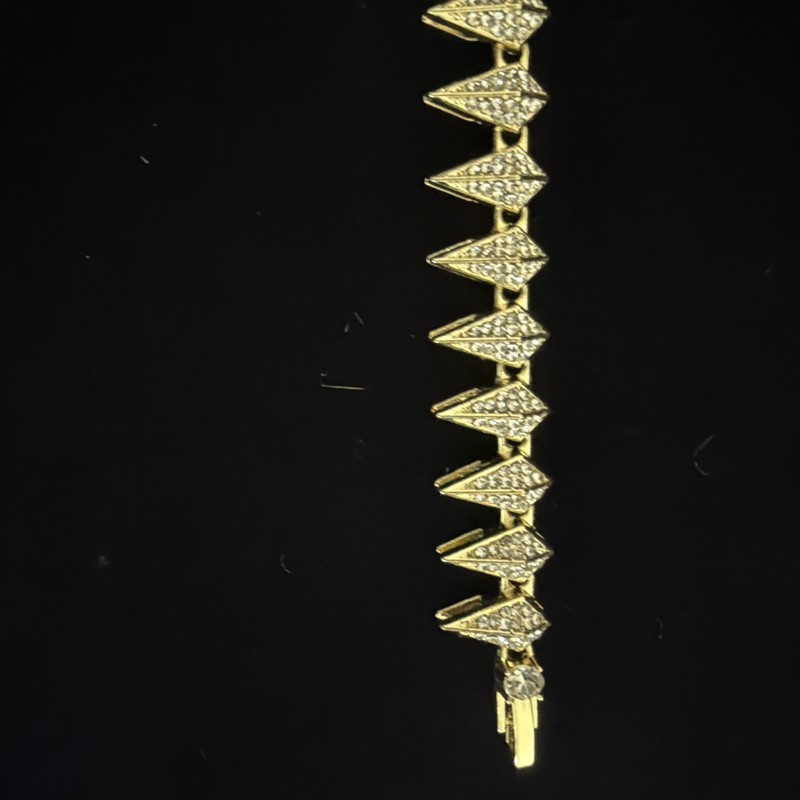 Iced Out Spiked Gold Tone Stainless Steel CZ 8 Inch Bracelet gallery