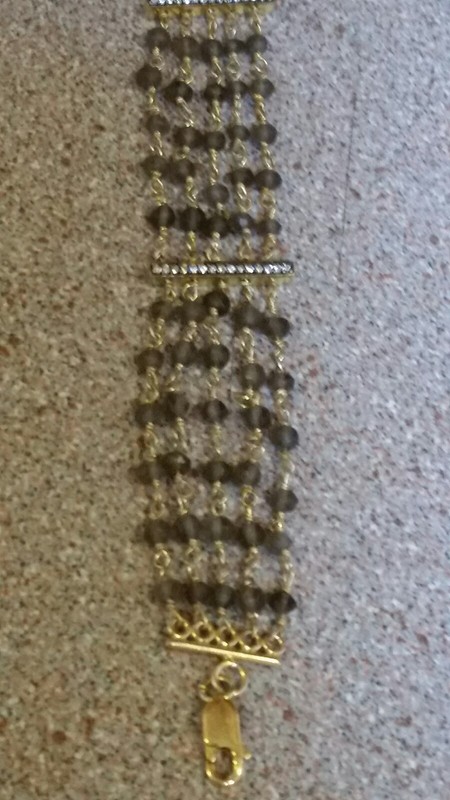 DELICATE GOLDPLATED 5 STRAND SMOKY QUARTZ STATION BRACELET 7 1/2 - 8 INCHES gallery