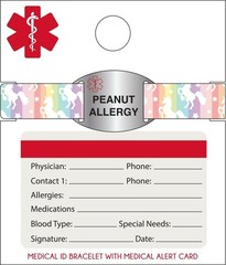 Medical ID Bracelet With Medical Alert Card Peanut Allery Unicorns