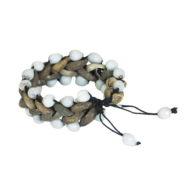 Woven Cowrie Shell & Bead Bracelet gallery