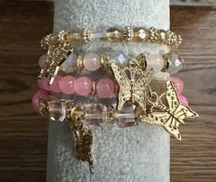 NEW 4pcs Beaded Bracelet Sets with Butterfly Heart Tree Charms – Multi-Layer