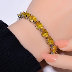 Yellow Sapphire Simulated Gemstone 925 Sterling Silver Tennis Bracelet 7.99″ B87