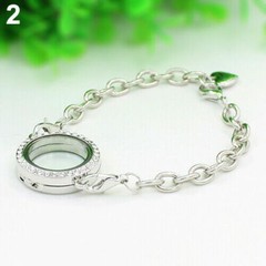 25mm Magnetic Rhinestone Living Memory Locket DIY 8″ Bracelet Floating Charms