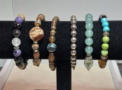 Lot Of Six Beaded Bracelets Variety Of Colors And Materials