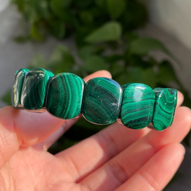 16*5mm Genuine Natural Green Malachite Eye Gemstone Beads Bracelet AAAA B4 gallery