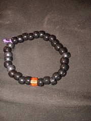 Black Orange Beaded Stretchable Round Bracelet Elastic Slip-On No Stone