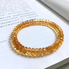 8mm Natural Yellow Citrine Crystal Marquise Faced Beads Bracelet AAAA