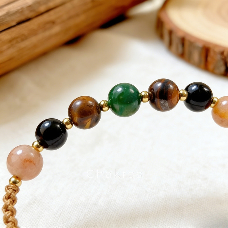 Prosperity stone Bracelet Tiger Eye Obsidian Citrine Aventurine Chakra Jewelry gallery