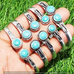 Turquoise Gemstone Bangle 10pcs Wholesale Lots 925 Silver Plated Jewelry
