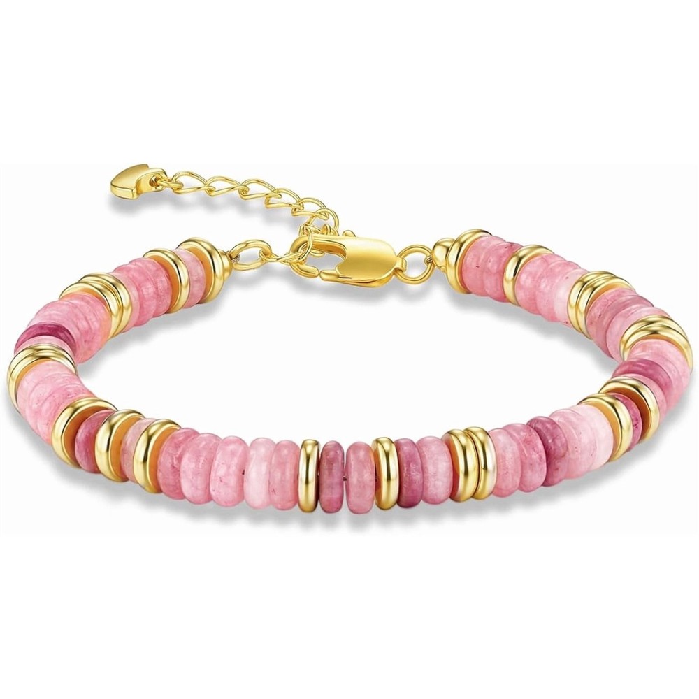 Gold Tone Multicolor Disc Beaded Bracelet Women Simulated Stone Jewelry Gift Set