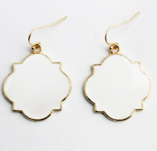 **SALE** Enamel Quatrefoile Monogrammed Earrings Jewelry- Matching set available gallery
