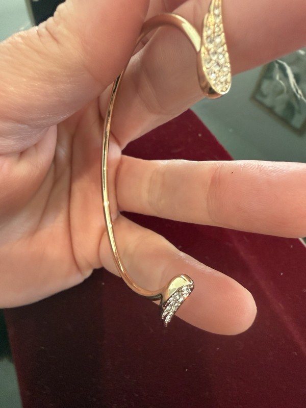 Gold Tone Pavé Crystal Open Cuff Bracelet, White/Colorless Crystal gallery
