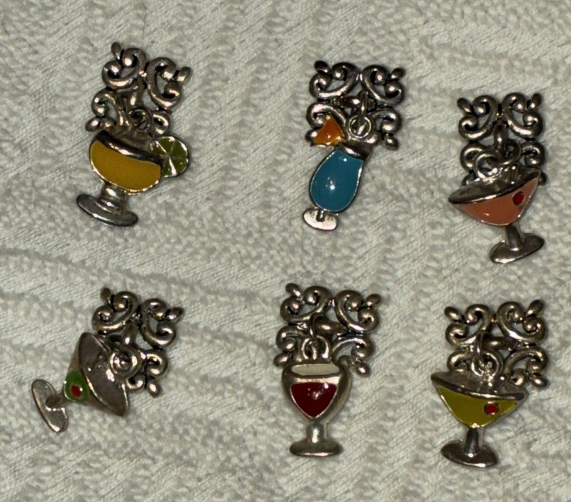 New Years Eve Enamel Silver Tone Charms 3/4”l X 1/2” Ready For Restringing gallery