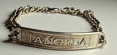 Bracelet Silver Tone Chain Personalized Angela Spring Ring Clasp Engraved