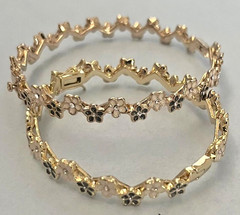 Lenox Mom & Me Floral Bracelet Set of 2 Gold Plated Brass/Enamel/CZ Accent New