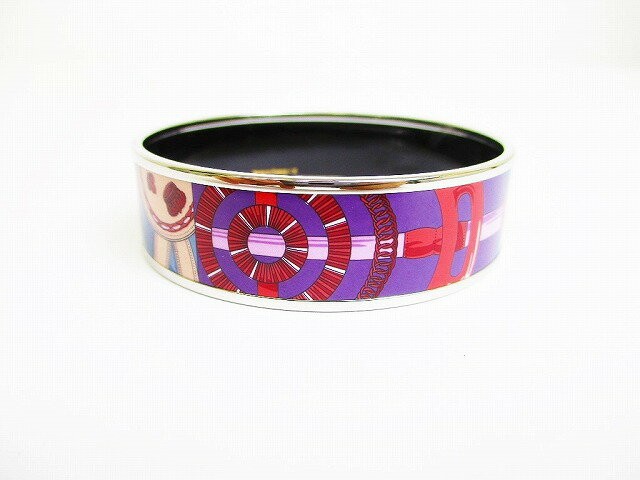 Hermes Enamel Email GM Logo Bangle Bracelet Blue 19cm gallery