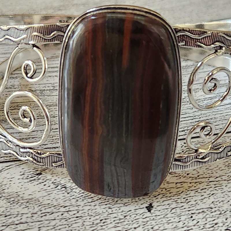 Tiger Iron Silver Cuff Bracelet - Coastal Cowgirl Elegance gallery