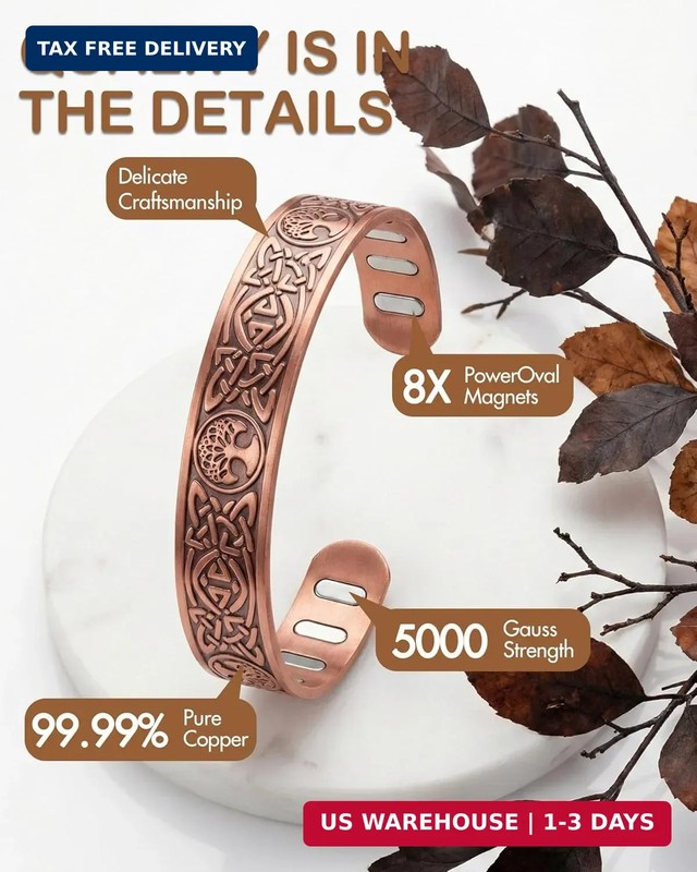 Feraco Copper Bracelet for Men, 5X Ultra Strength Magnetic Cuff Bangle with 5000 gallery