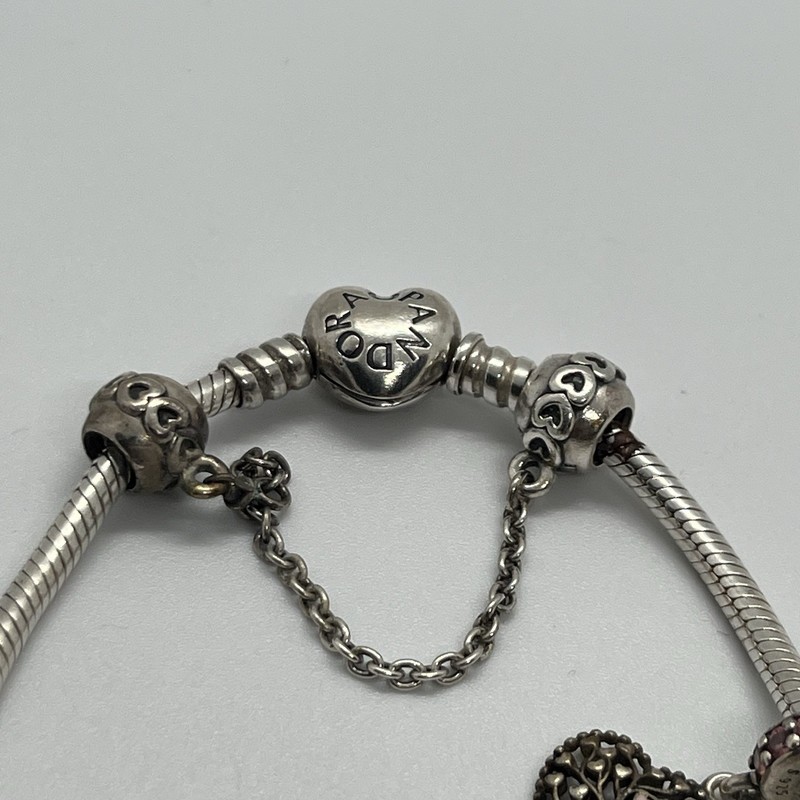 Pandora 7” Bracelet And 3 Charms 2 Spacers Great Starter Sterling 925 gallery