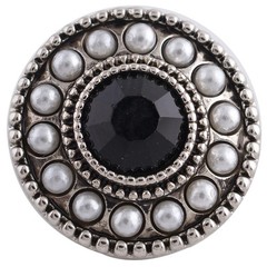 Snap Jewelry Pearl Crystal Halo Silver Base 18-20mm Fit Ginger Charm Accessories