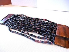 Pink / Black Multicolor Multi-Strand Seed Bead Bracelet