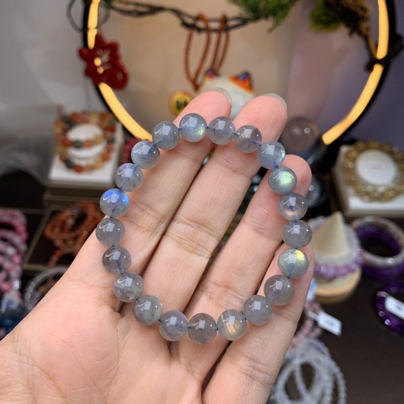 Natural Moonstone Stone Bracelet 7mm Ice Blue Crystal Stretch Bracelet Handmade gallery