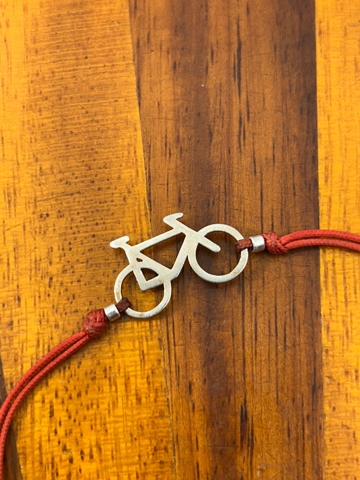 Sterling 925 Bike Charm Rope Bracelet Adjustable Red Rope gallery