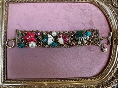 Betsey Johnson Vintage Jewels Of The Sea Kissing Fish Starfish Clam Bracelet