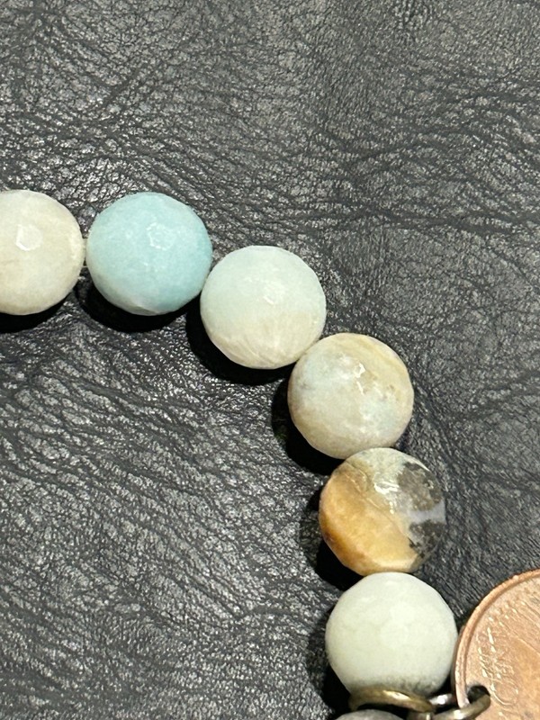 EUC Multi Color Amazonite Beaded Stretch Bracelet With Spanish Coin Charm 7" gallery