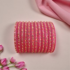 Indian Bollywood Style Pink Glass Bangles for Women