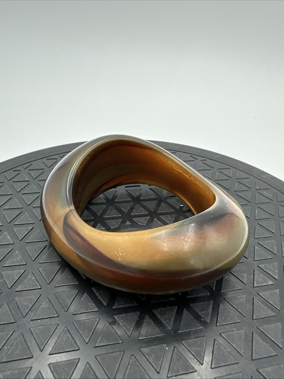Asymmetric Faux Tortoise Shell Poly-Resin Bangle Chunky Bracelet gallery