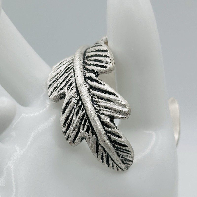 Rustic Cuff Silver Feather Statement Cuff Bracelet Open Bangle With Pouch gallery