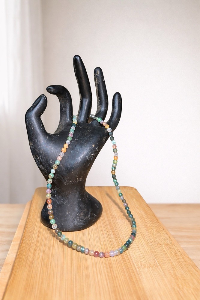 Handmade Multicolor Natural Stone Beaded Necklace Earth Tone Jewelry