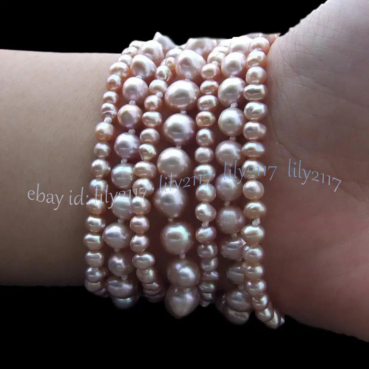 7 Strands Genuine Natural Purple Freshwater Baroque Pearl Bracelet 8 inch 4-8mm gallery