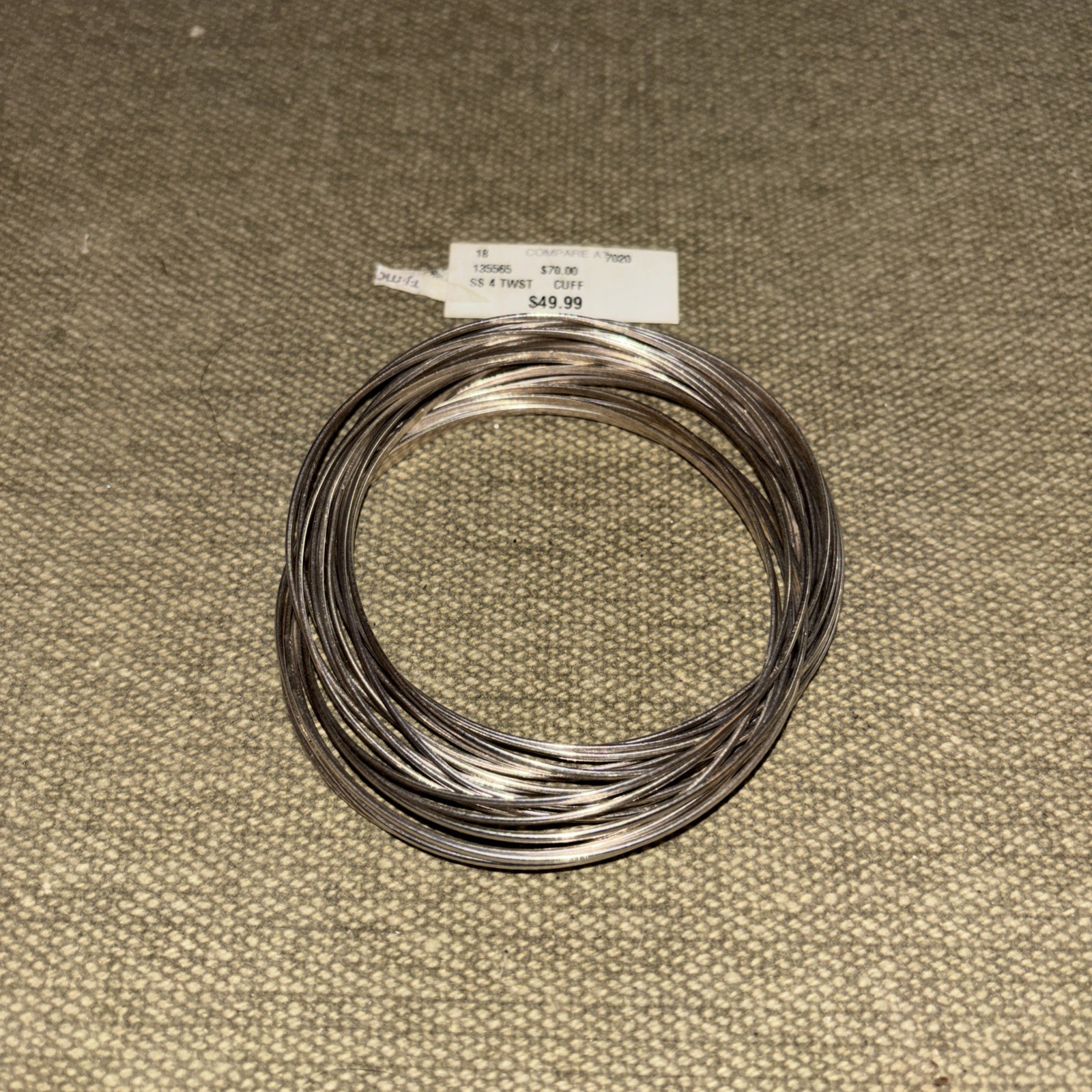 20 Pieces Twisted Wire Stainless Steel Open Cuff Women’s Bracelet 2 3/4” Across gallery