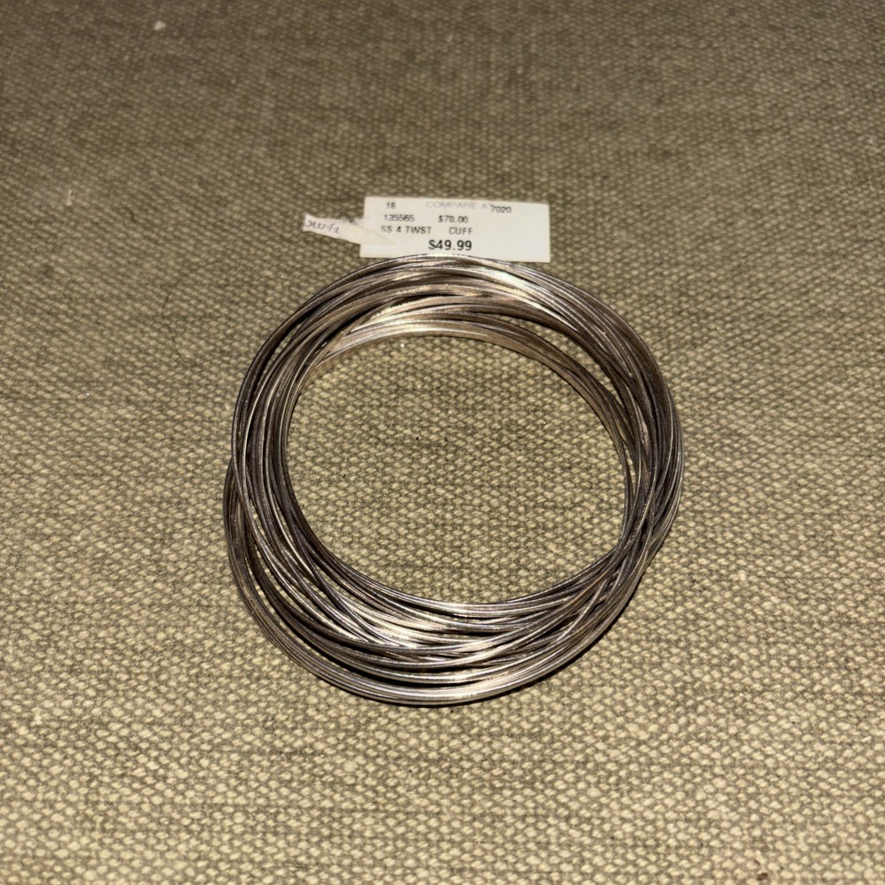 20 Pieces Twisted Wire Stainless Steel Open Cuff Women’s Bracelet 2 3/4” Across