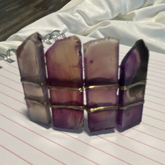 Panacea Stone Purple Rectangle Stone Cuff Bracelet Open Stackable Wire Wrap