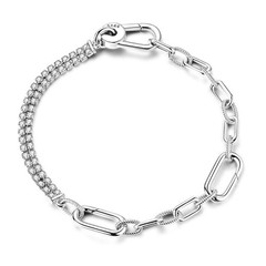 MULA Sparkling AAA CZ 925 Sterling Silver Bracelet fit Charms for Women Bracelet