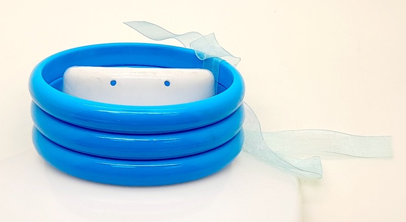 B001 Set of 3 simple unique fashion plain blue bangle plastic shiny new bracelet gallery