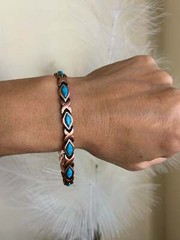Turquoise Pure Copper Magnetic Bracelet Arthritis Pain Relief Energy Power Women