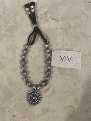 ONE VIVI (COOKIE LEE) METAL/LEATHER DRAWSTRING BRACELET NEW W/TAG #17003 MRP $25